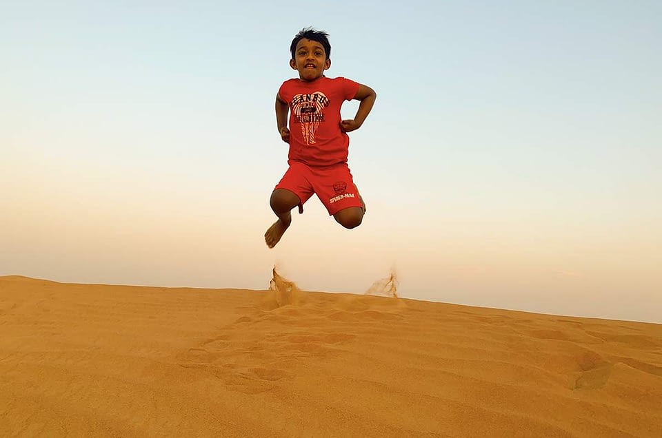 Ashwin Sunil in Dubai desert