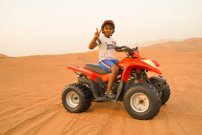 Ashwin Sunil enjoying quad biking in Dubai.